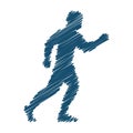 Vector line silhouettes of runner.