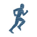 Vector line silhouettes of runner.