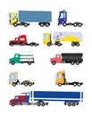 Colorful vector Trucks and trailers on a white background