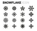 Vector line snowflake icons set