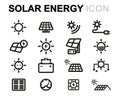 Vector line solar energy icons set