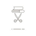 Vector line textile and scissors icon on white background