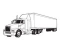 Vector line Trailor truck Royalty Free Stock Photo