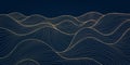 Vector Line Wave Pattern, Japanese Art Water Texture. Sea, Ocean, River Illustration, Fluid Shape Background, Wall Art