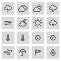 Vector line weather icons set Royalty Free Stock Photo