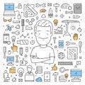 Vector line web banner for computer engineering Royalty Free Stock Photo
