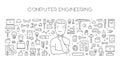 Vector line web banner for computer engineering Royalty Free Stock Photo