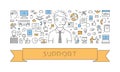 Vector line web concept of support Royalty Free Stock Photo
