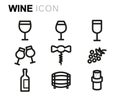 Vector line wine icons set Royalty Free Stock Photo