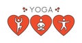 Vector line yoga logo. I love yoga. Silhouette figures yogi.