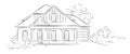 Vector Linear architectural sketch detached house Royalty Free Stock Photo