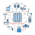 Blue round banner - barrel of wine Royalty Free Stock Photo