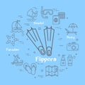 Vector linear concept of summer time with flippers icon