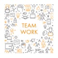 Vector linear creative web banner for teamwork