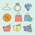 Vector linear flat color icons Royalty Free Stock Photo