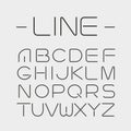 Vector linear font - simple and minimalistic alphabet in line style Royalty Free Stock Photo