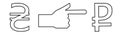 Vector linear icon with the image of a hand with an extended index finger indicating the exchange of the hryvnia to the ruble Royalty Free Stock Photo
