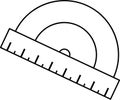 linear icon protractor ruler, school and office supplies, back to school, doodle and sketch
