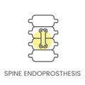 Vector linear icon spine endoprosthesis. Illustration of prosthetics