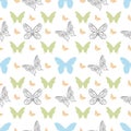 Vector linear pattern with linear, colored butterflies Royalty Free Stock Photo