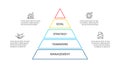 Vector linear pyramid infographic with 4 options. Business presentation template. Can be used for workflow layout