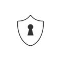 Vector linear security shield. Protection concept. Lock down. Stock vector illustration isolated on white background