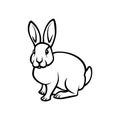 Vector linear sitting rabbit shape. Bunny line art illustration for Easter and Chinese New Year poster