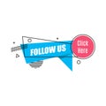 Vector linear social media tag. Follow us. Isolated object on white background memphis style