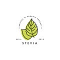 Vector linear stevia labels, logos, badges and icons. Natural sweetener design element. Organic stevia icon isolated