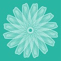 Vector linear stylized white flower on a green background