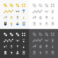 Vector linear web icons set - business money currency coin concept collection of flat line design elements Royalty Free Stock Photo
