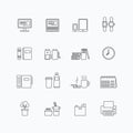 Vector linear web icons set - business office tools collection