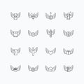 Vector linear web icons set - wing concept collection of flat li Royalty Free Stock Photo