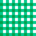 Vector linen gingham checkered blanket tablecloth. Seamless white green cloth table pattern background with natural textile textur