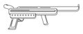 Vector linenear blaster on white. Isolated outline toy gun for coloring page. Futuristic weapon design