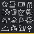 Vector lines icons pack collection kitchen Royalty Free Stock Photo