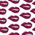 Vector lips seamless pattern. Pink kisses. Valentine`s day pattern. Beaty, style, fashion, love.