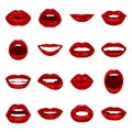 Vector lips set. Royalty Free Stock Photo