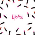 Vector lipstick border on white background. Beauty illustration Royalty Free Stock Photo