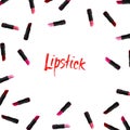 Vector lipstick border on white background. Beauty illustration Royalty Free Stock Photo