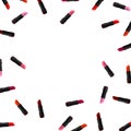 Vector lipstick border on white background. Beauty illustration Royalty Free Stock Photo