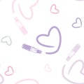 Vector Lipstick Hearts in Pastel Shades on White seamless pattern background. Perfect for web design fabric, wallpaper