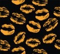 Vector lipstick kisses seamless background