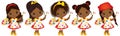 Vector cute Little African American Artists with Palettes and Paint Brushes Vector Little African American Girls Royalty Free Stock Photo