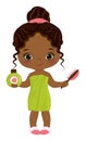 Vector Little African American Girl Wrapped in Towel. Vector Spa Little Girl Royalty Free Stock Photo