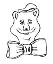 Vector Little bear a big white bow Royalty Free Stock Photo