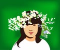 vector - Little girl with circlet of flowers