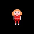 Vector little girl doll toy red stylized on black