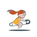 Little girl riding a safety pin. Royalty Free Stock Photo