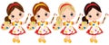 Vector Little Girls with Palette and Paint Brushes. Vector Little Artists Royalty Free Stock Photo